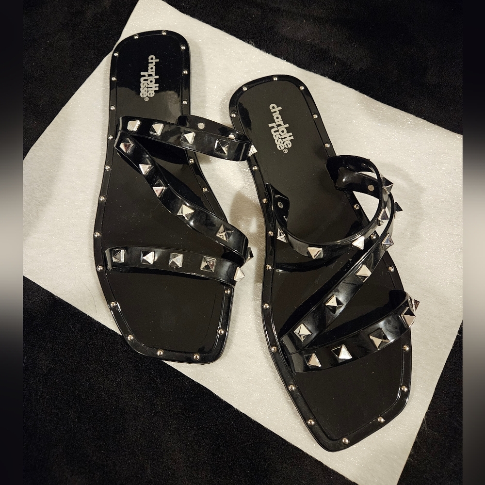 Charlotte Russe Black Studded Women's Sandals Size 6